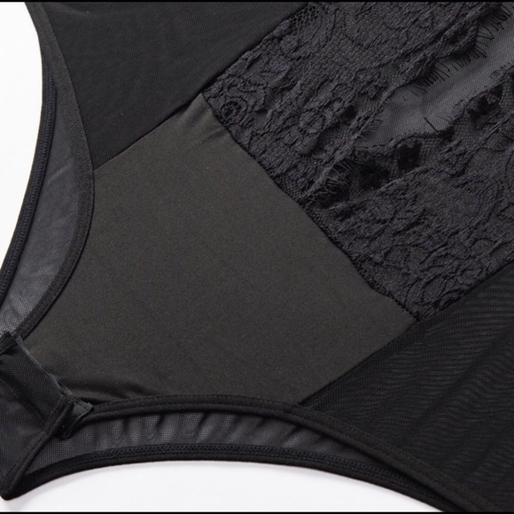 BLACK Strappy Lacy Bodysuit Teddy Lingerie. M-3XL - Picture 8 of 11